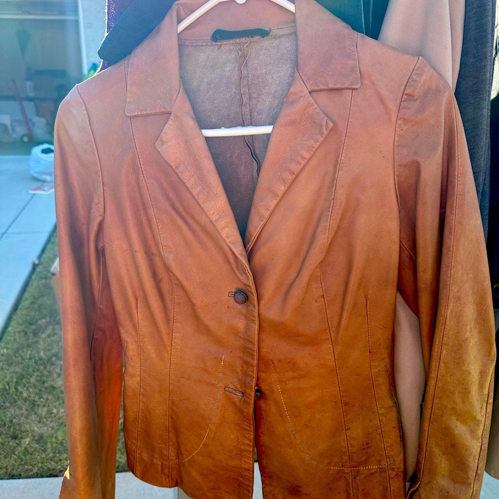 Vintage Leather Jacket BLUE DEEP size 4